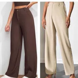 green-shade Pack of 2 Women Regular Fit Multicolor Lycra Blend Trousers image 1