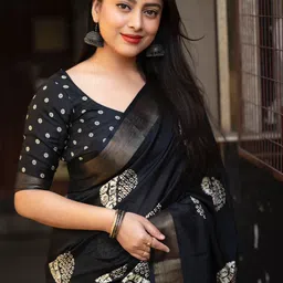 Printed, Self Design Bollywood Cotton Blend Saree-image-38