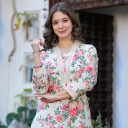 tabeedah Women Viscose Rayon Kurta Palazzo Set image 1