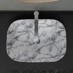 plantex Ceramic Basin for Bathroom/Table Top Basin/Washbasin for Bathroom-Marble Finish (ALPHA-NS-114) Table Top Basin image 2