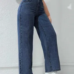 pihu regular Women Straight Fit Mid Rise Dark Blue Jeans image 2