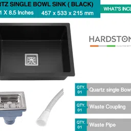 meta Quartz Sink - 21 x 18 x 8.5 In, 10mm Thickness - Heavy - Duty Premium Quality 21x18x8_BLACK Top Mount image 5