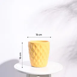 Yellow Ceramic Argyle Shape Desk Pot Planter by Ugaoo image 4