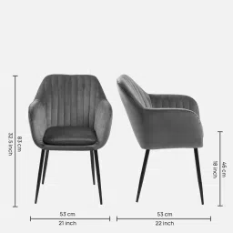 casacraft from pepperfry Noah Velvet Arm Chair In Grey With Colour image 2