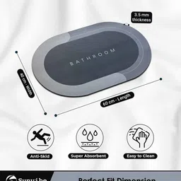 sunvibe Grey Slogan Rubber 24x16 Inches AntiSkid Bath Mat image 2