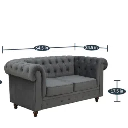 amberville from pepperfry Cheshire Velvet 2 Seater Sofa In Fossil Grey Colour image 4