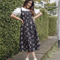 ethneeclook Women Fit and Flare Black, Red, White Midi/Calf Length Dress-picture-10