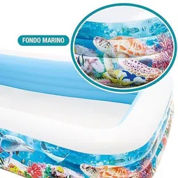 budetto Inflatable Swimming Pool, Blue Large Size Multicolor 3.05m x 1.83m Inflatable Swimming Pool image 3