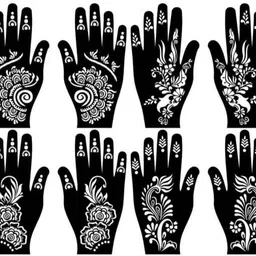 vmens99 Mehndi Stencil Set for Women & Girls | Reusable Bridal & Festival Mehndi M_F224 Hand Mehndi Stencil Stencil image 1