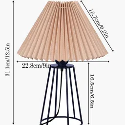 homesake Modern Pleated Table Lamp, Beige Shade with Black Base, Warm Ambient Bedside Table Lamp image 3