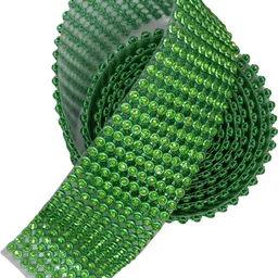 lecraft Self Adhesive Parrot Green colour 1.25m Rhinestone Roll for Craft & Decoration image 3