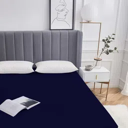 sleep matic Waterproof 75"x72" cotton fitted king size mattress protector Nevi Blue image 4