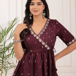 shree shyam fashion Party Regular Sleeves Printed Women Purple Top-picture-20