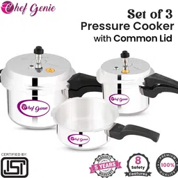 chef genie Aluminium Pressure Cooker with 2 Outer Lid set of 3 2 L, 3 L, 5 L Pressure Cooker image 2