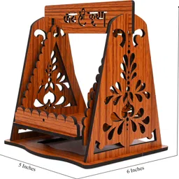 ishani Modern wooden design crafted Jhula Suitable for 1,2,3 number Thakur ji Jhula image 2