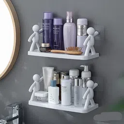 shreejee Self Adhesivecute Floating Shelves Wall Shelf for Home, Office & Kitchen X2.658 Plastic Wall Shelf image 4