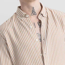 otus Men Slim Fit Striped Spread Collar Casual Shirt image 3