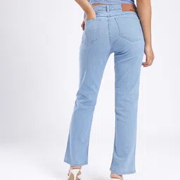 glitchez Women Straight Fit Mid Rise Blue Jeans image 4