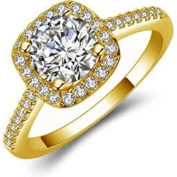 myki Engagement Couple Adjustable Rings ( Pack Of 2 ) Stainless Steel Swarovski Zirconia Gold Plated Ring Set image 3