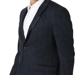 peter england Men Checkered Single Breasted Formal Blazer image 2