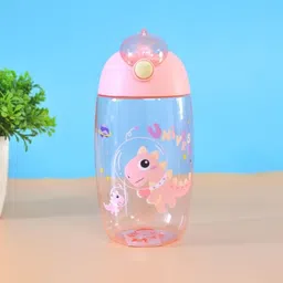 riydh trends KIDS SIPPER WATER BOTTLE WITH RUBBER ROPE DINO PRINT WITH PUCH BUTTON 600 ml Water Bottle-picture-14