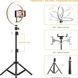 Wrapo Selfie Ring Light, Upgraded Ring Light with Remote and Cell Phone Holder Stand for Live Stream/Makeup, LED Camera Light 3 Light Modes 10-Level Brightness 360° Rotating for iPhone and Android Ring Flash image 4