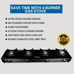 sigri-wala 4B STL Plain Toughened Glass Gas stove(Manual,Black) Glass Manual Gas Stove image 2