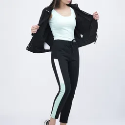 tokyo talkies Women Colorblock Black Track Pants image 5