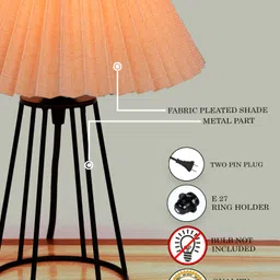 homesake Modern Pleated Table Lamp, Beige Shade with Black Base, Warm Ambient Bedside Table Lamp image 5