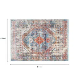 status Multicolor Persian Polyester 4 ft x 6 ft Machine Made Carpet image 3