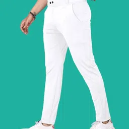 metronaut Regular Fit Men White Lycra Blend Trousers image 4