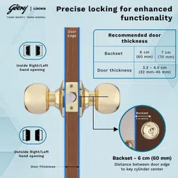 godrej locks Brass Glossy Door knobs image 3