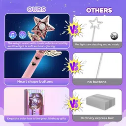 planet of toys Princess Star Magic Wand with Light & Music | LED Fairy Wand Toy for Girls image 4