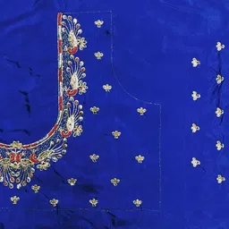 Unstitched Art Silk Blouse Material Embroidered-image-96