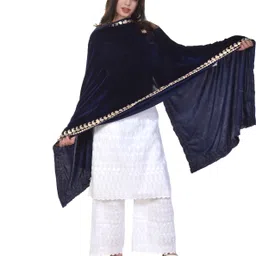 trendz hack Velvet Woven Dark Blue Women Dupatta-picture-30