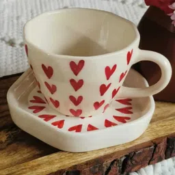 originalceramics Exclusive Red Heart Printed with Saucer Ceramic Coffee Mug-picture-27