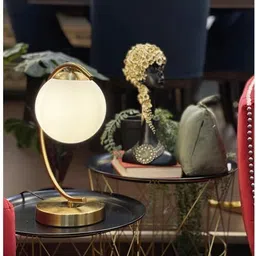 Prop It Up Glass & Metal Banker style, Brass finish Table lamp (38 cm, Antique) Table Lamp image 4