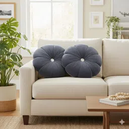 alden Microfibre Cushion Pack of 1 Solid Premium Round cushion-picture-23