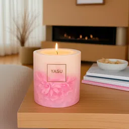 yasu - every scent is a story Premium Crimson Glow- Fruits & Berry 750 gms Scented Pillar candle X Candle (Pink Floral) image 1