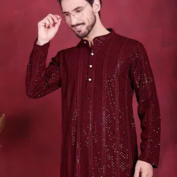 jompers Men Viscose Rayon Kurta Pyjama Set image 5