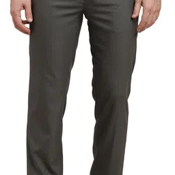 turtle Men Slim Fit Grey Cotton Blend Trousers-picture-21