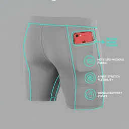 troopline Solid Men Grey, Grey, Black Tights image 4