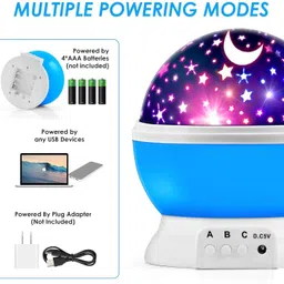 crentila Stars Kid Room Sky Rotating Night Light Lamp Projector, Rotating Projector Table Lamp image 3