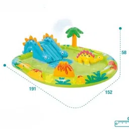 tiny tales Dinosaur Play Center, Multi-Colour, With Free Pump Inflatable Swimming Pool image 2
