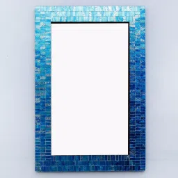 craftter Blue Engineered Wood Artistic Wall Mirror image 2