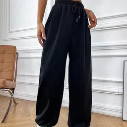 dockstreet Women Solid Black Track Pants image 4