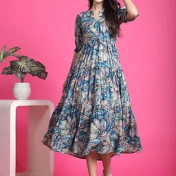 woclo enterprise Women Maxi Multicolor Below Knee Dress-picture-23