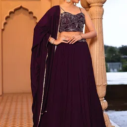purvaja Embroidered Semi Stitched Lehenga Choli-picture-10