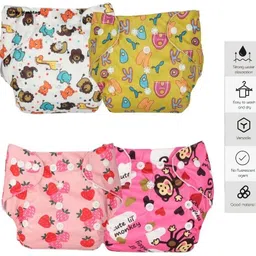baby hashtag Reusable Cloth Diapers + Insert Pad, Washable, 100% Absorption,0-3 yrs (4 Pc) image 1
