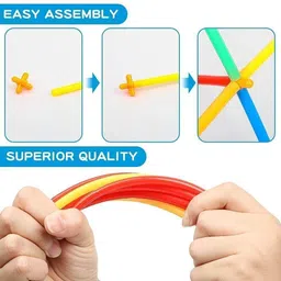 kidsbuddy 200 Pcs Plastic Pipe Straw with Connectors Building Blocks Toy Set for Kids image 3